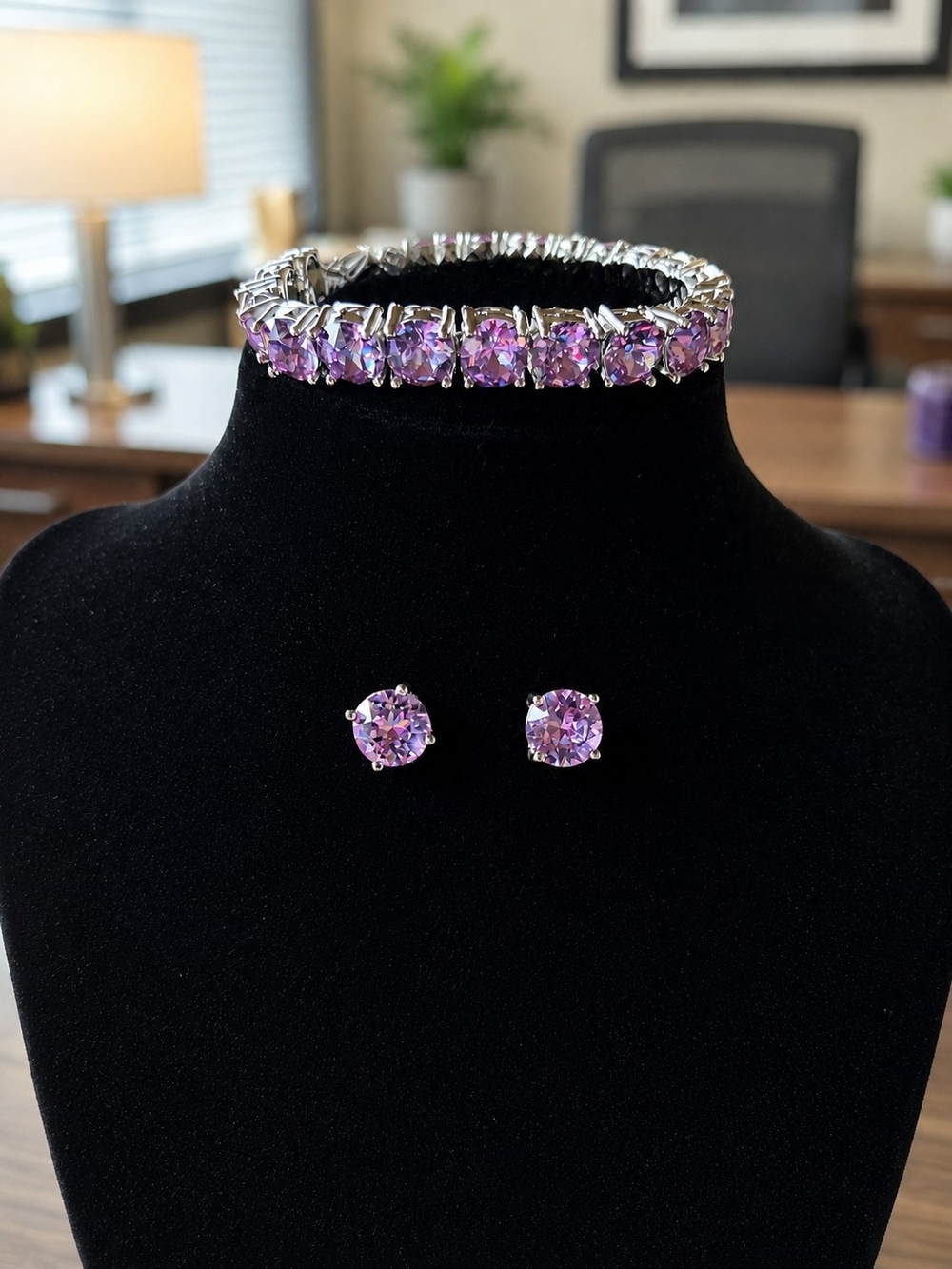 Park Lane Lavendar Impression Bracelet & Matching Earrings